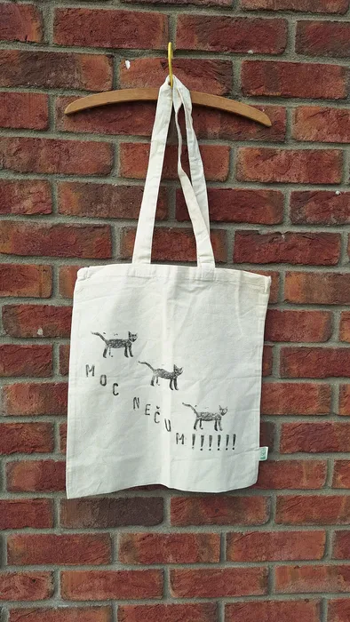Bratr Martin — tote bag with a hand-printed cat motif